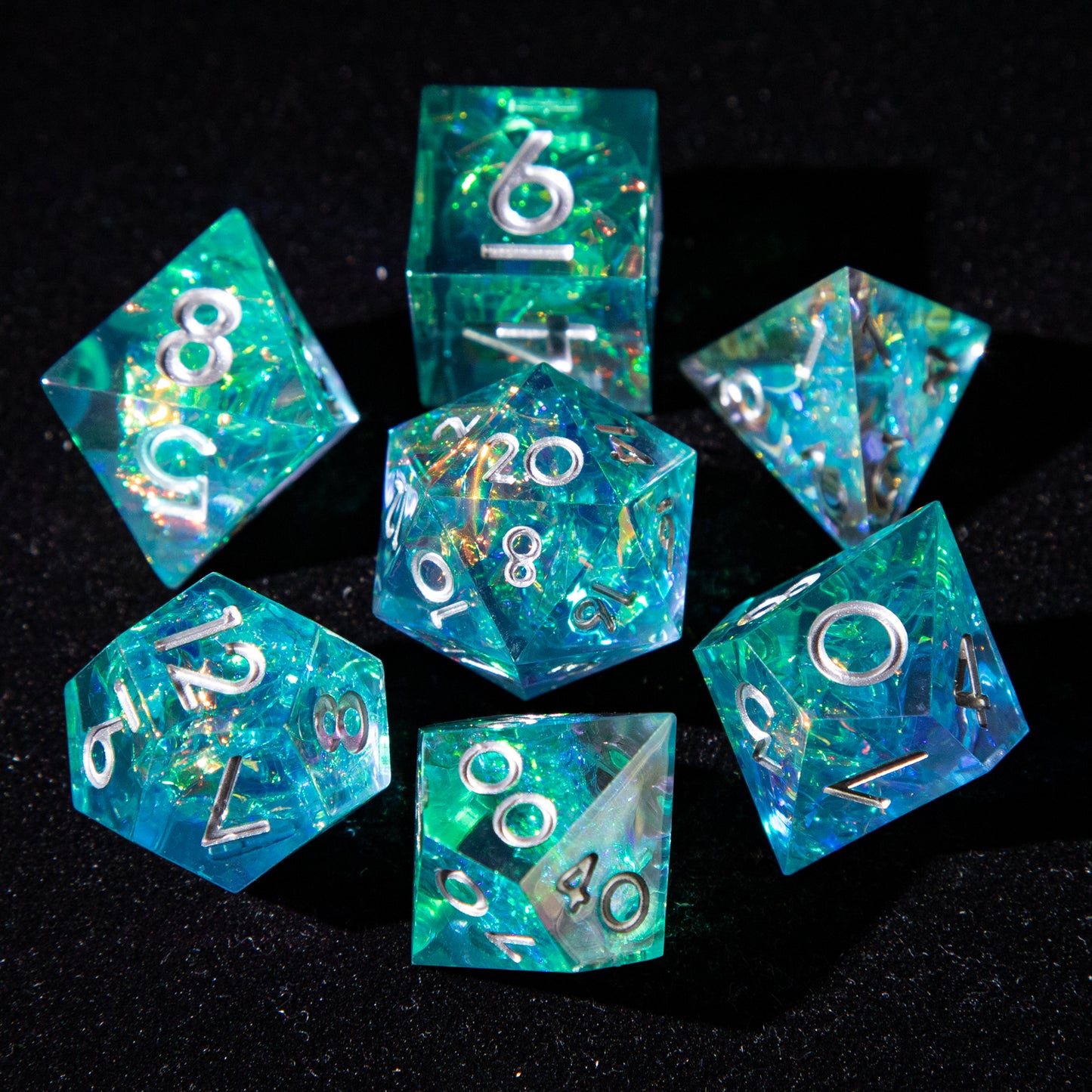 D&D Multi-faceted Resin Dice Set (Ice Blue）