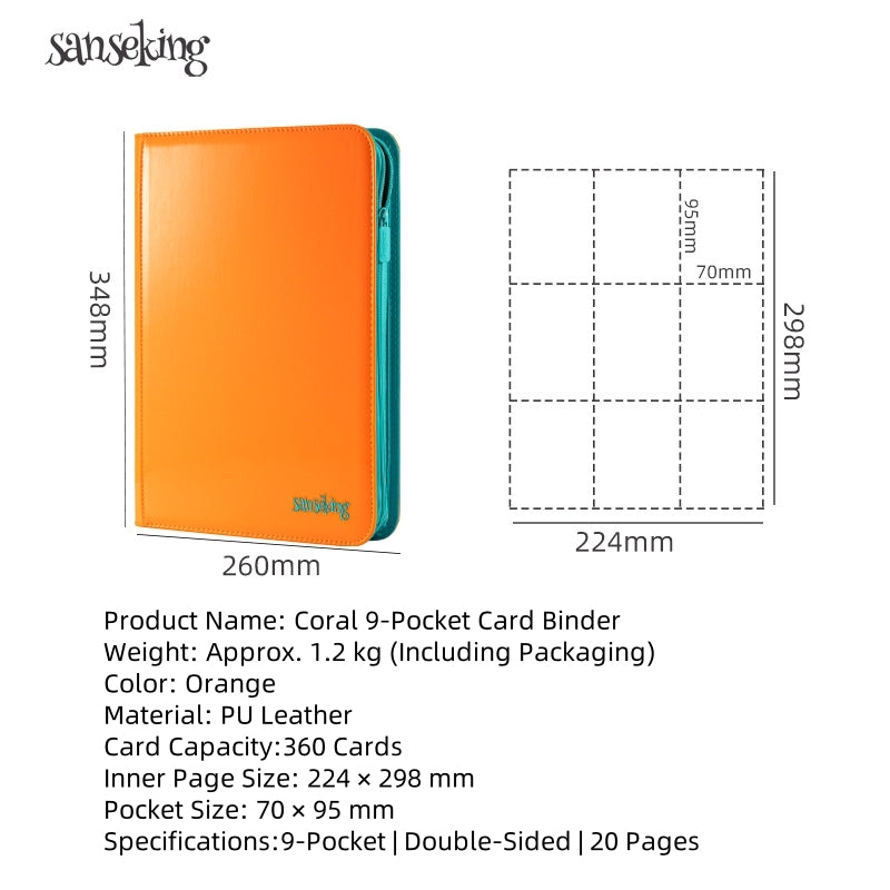 [Pre-order] Coral Binder Series PU Leather Zipper 9-Pocket