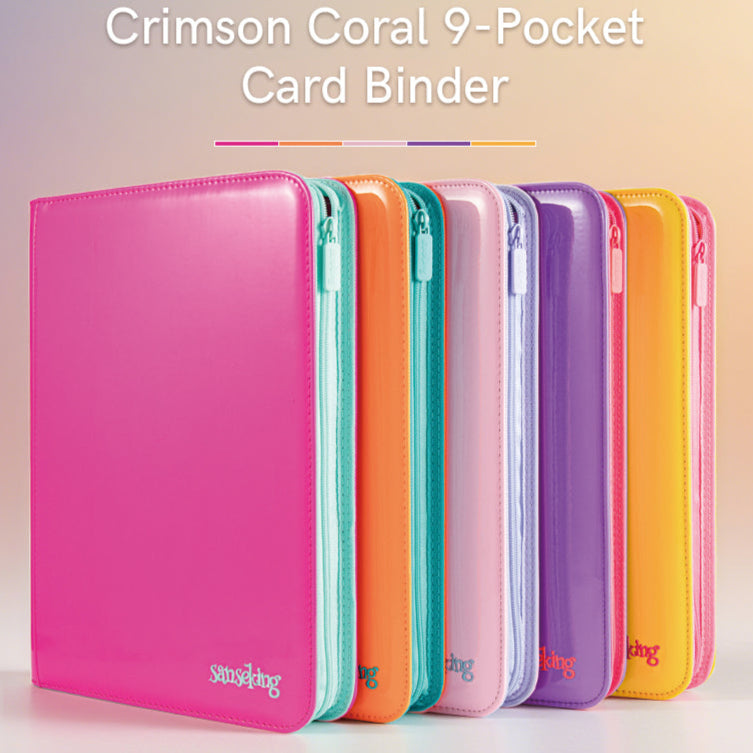 Coral Binder Series PU Leather Zipper 9-Pocket