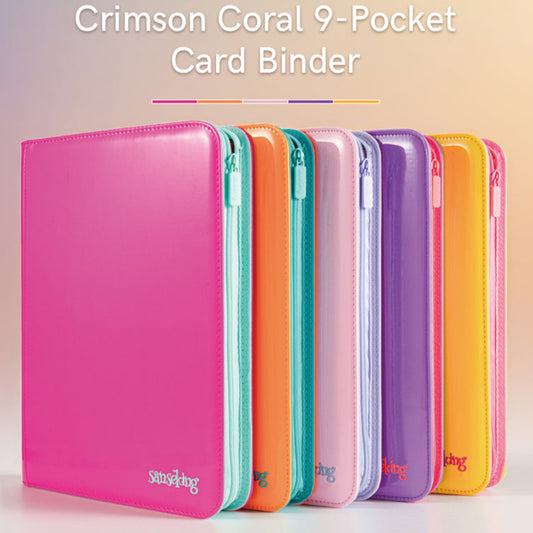 Coral Binder Series PU Leather Zipper 9-Pocket