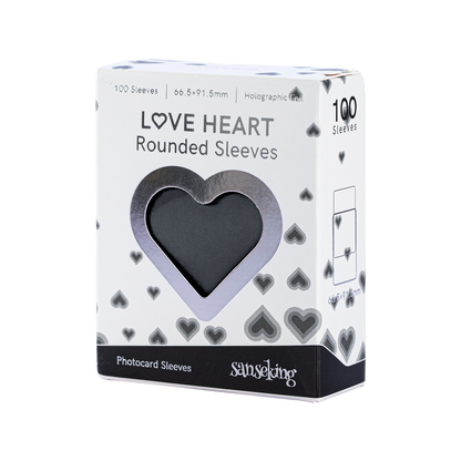 Love Heart-Shape Laser Flashing Rounded Card Sleeves – Black 100-count retail box
