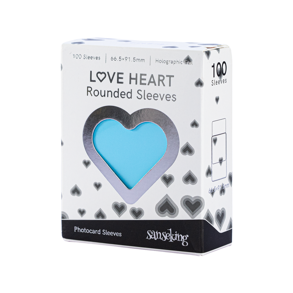 Love Heart-Shape Laser Flashing Rounded Card Sleeves – Blue 100-count retail box