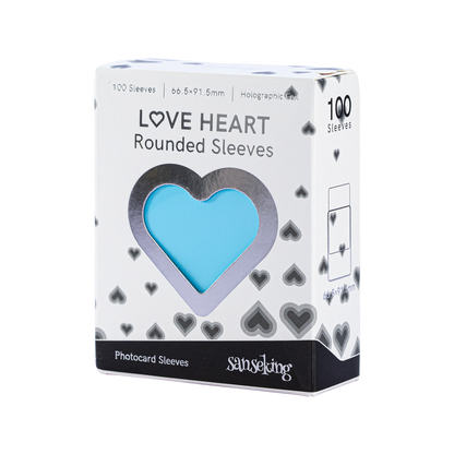 Love Heart-Shape Laser Flashing Rounded Card Sleeves – Blue 100-count retail box