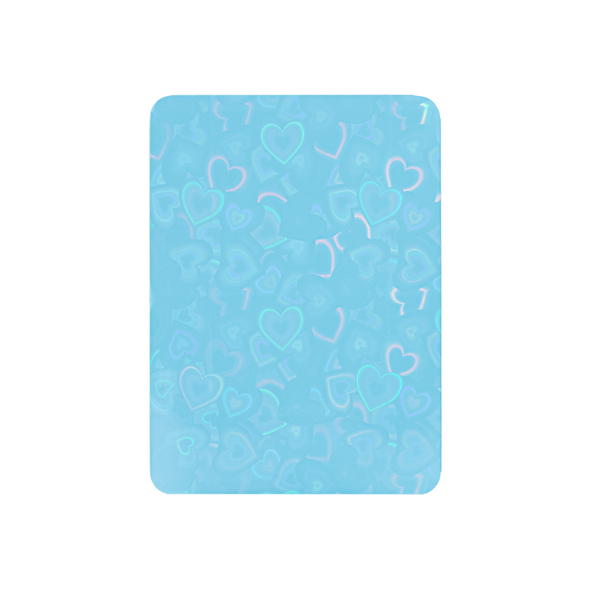 Love Heart-Shape Laser Flashing Rounded Card Sleeves – Blue holographic heart-pattern front