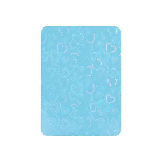 Love Heart-Shape Laser Flashing Rounded Card Sleeves – Blue holographic heart-pattern front