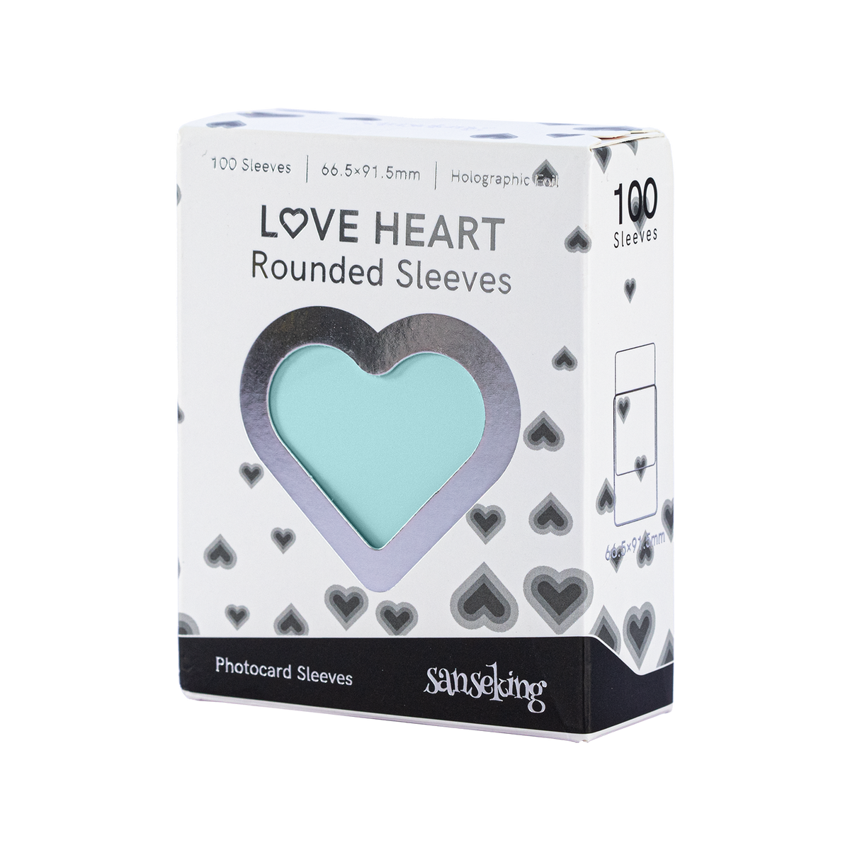 Love Heart-Shape Laser Flashing Rounded Card Sleeves – Green 100-count retail box