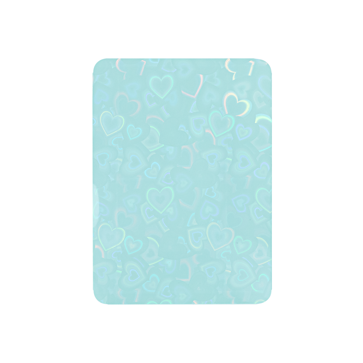 Love Heart-Shape Laser Flashing Rounded Card Sleeves – Green holographic heart-pattern front