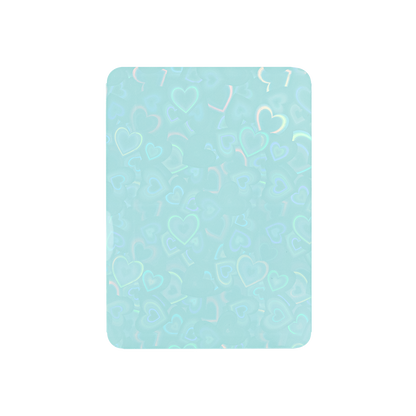 Love Heart-Shape Laser Flashing Rounded Card Sleeves – Green holographic heart-pattern front