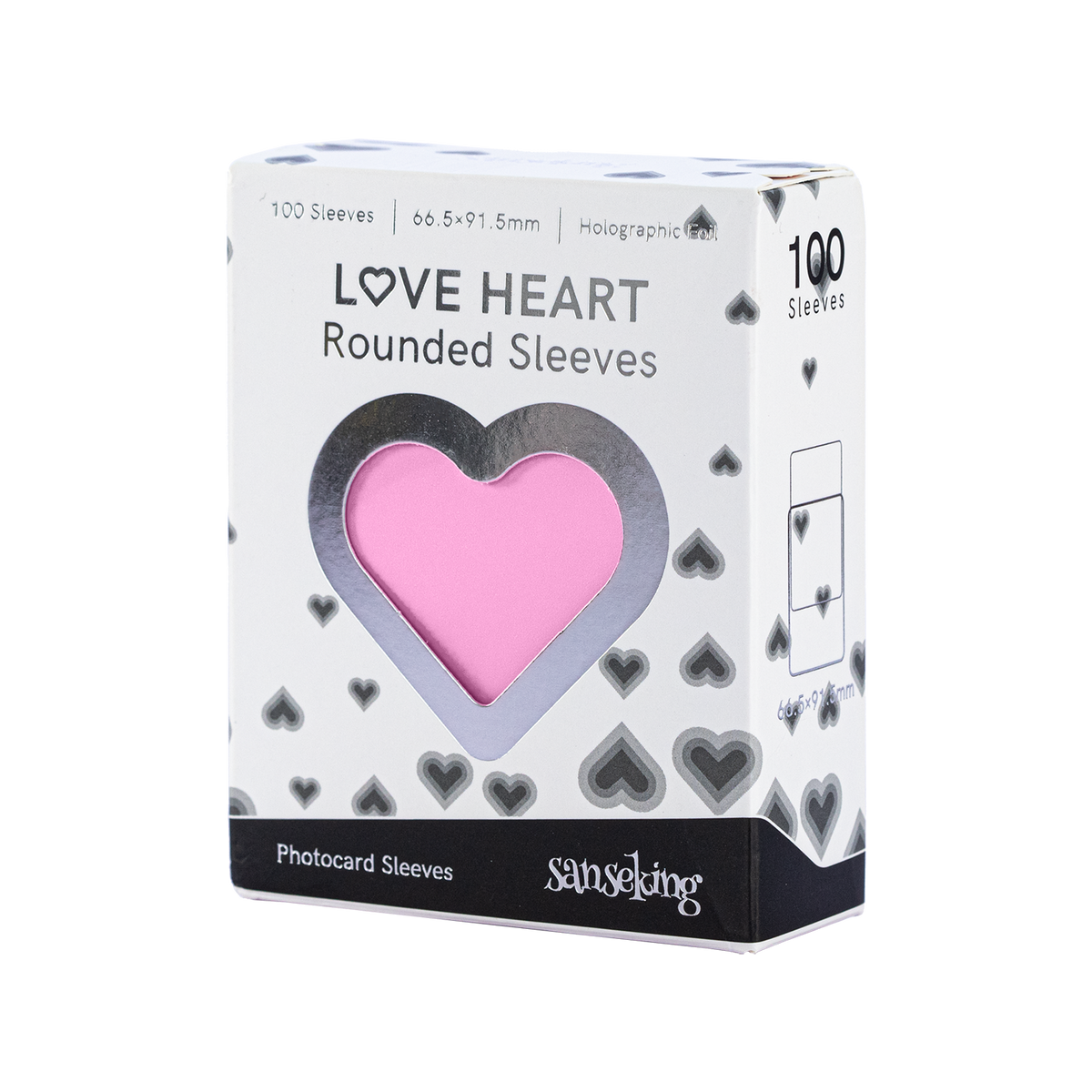 Love Heart-Shape Laser Flashing Rounded Card Sleeves – Pink 100-count retail box