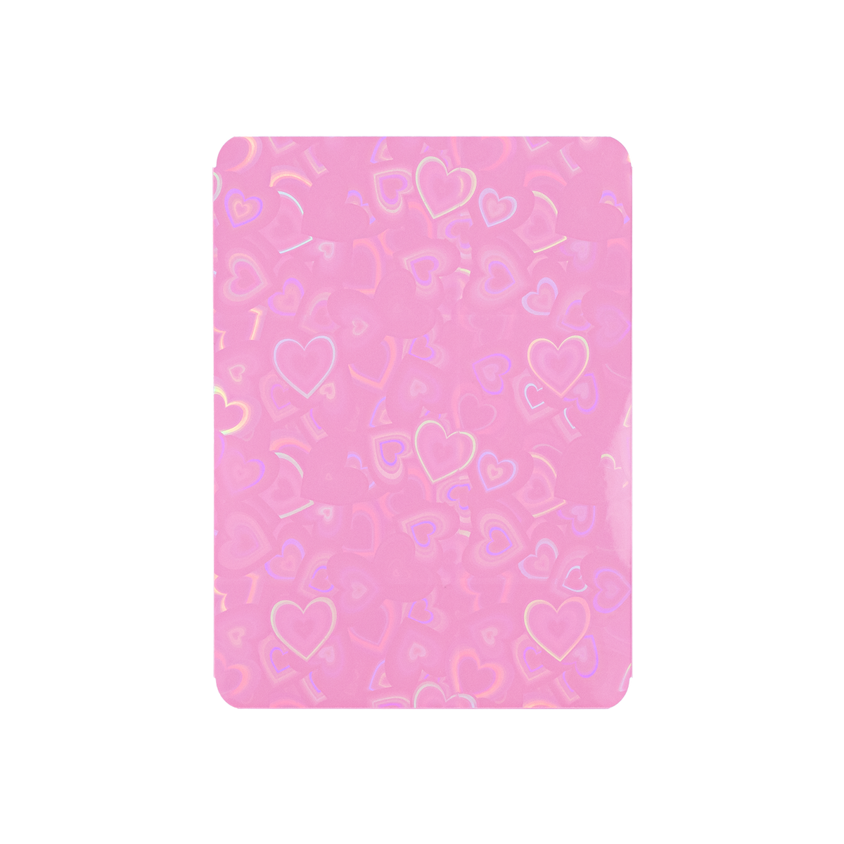 Love Heart-Shape Laser Flashing Rounded Card Sleeves – Pink holographic heart-pattern front