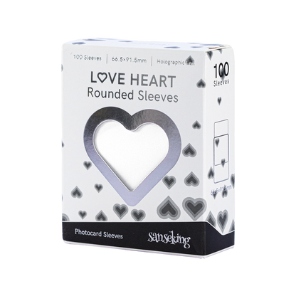 Love Heart-Shape Laser Flashing Rounded Card Sleeves – White 100-count retail box