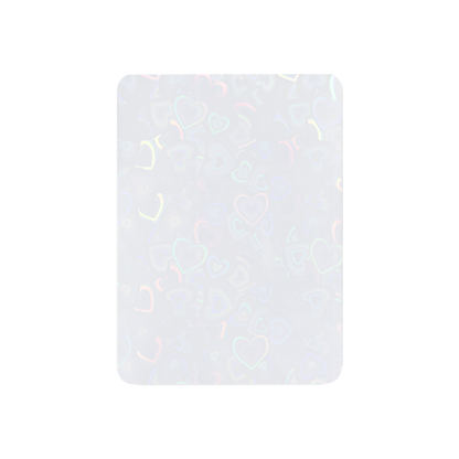Love Heart-Shape Laser Flashing Rounded Card Sleeves – White holographic heart-pattern front