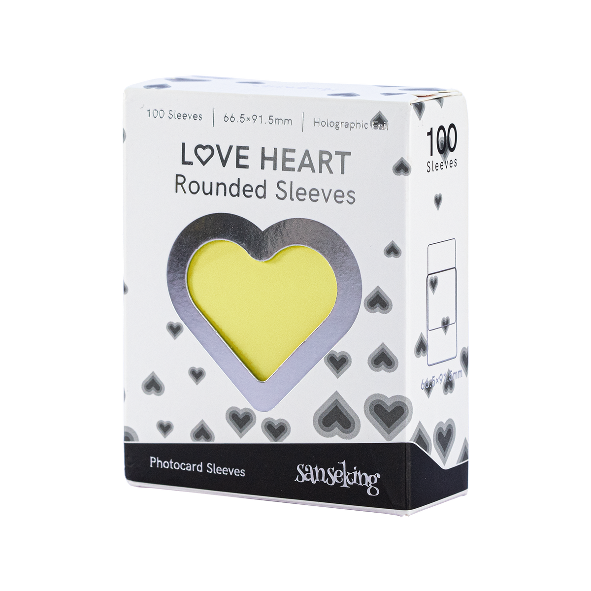 Love Heart-Shape Laser Flashing Rounded Card Sleeves – Yellow 100-count retail box