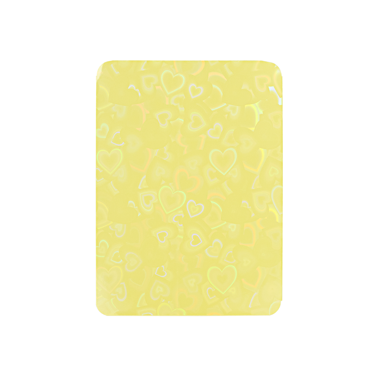 Love Heart-Shape Laser Flashing Rounded Card Sleeves – Yellow holographic heart-pattern front