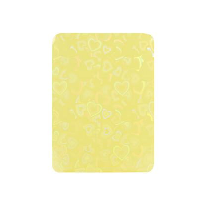 Love Heart-Shape Laser Flashing Rounded Card Sleeves – Yellow holographic heart-pattern front