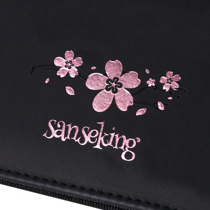 Cherry blossom Sanseking logo detail on the Black SAKURA card binder