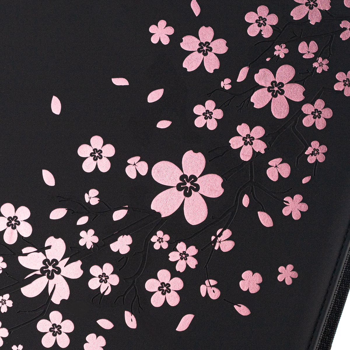 Pink cherry blossom artwork on the Black SAKURA card binder
