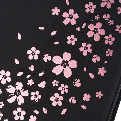 Pink cherry blossom artwork on the Black SAKURA card binder