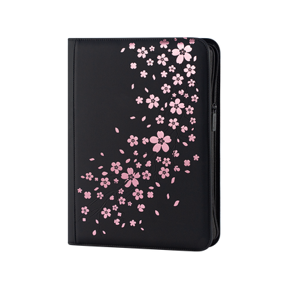 Black SAKURA Art Series card binder with pink cherry blossom cover