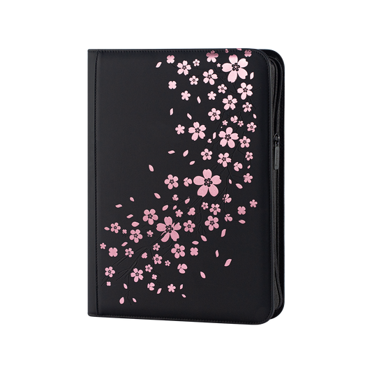 Black SAKURA Art Series card binder with pink cherry blossom cover
