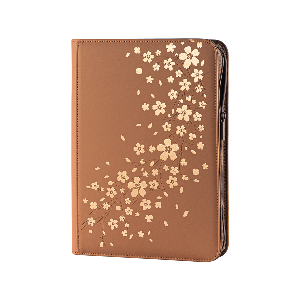 Brown SAKURA Art Series card binder with gold cherry blossom cover