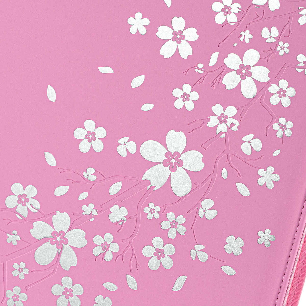 Reflective cherry blossom artwork on the Pink SAKURA card binder
