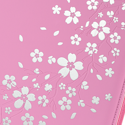 Reflective cherry blossom artwork on the Pink SAKURA card binder