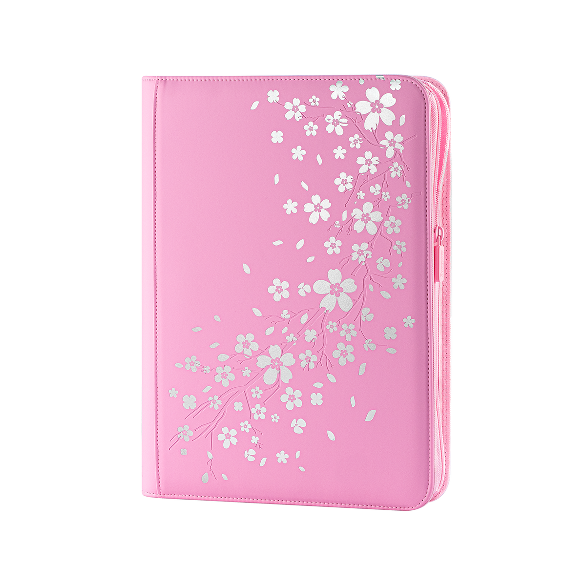 Pink SAKURA Art Series card binder with reflective cherry blossom cover