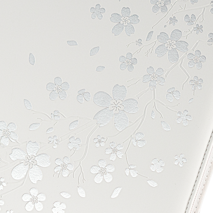 Reflective cherry blossom artwork on the White SAKURA card binder