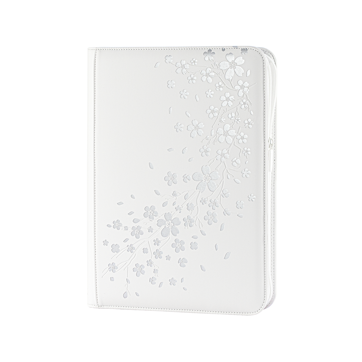 White SAKURA Art Series card binder with reflective cherry blossom cover