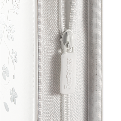 Zip closure detail on the White SAKURA Art Series card binder