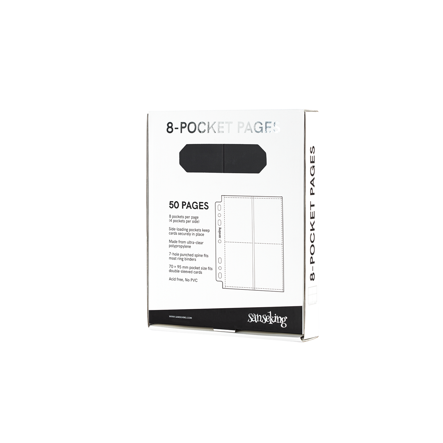 Black Sanseking 8-pocket side-loading waffle binder page - view 2