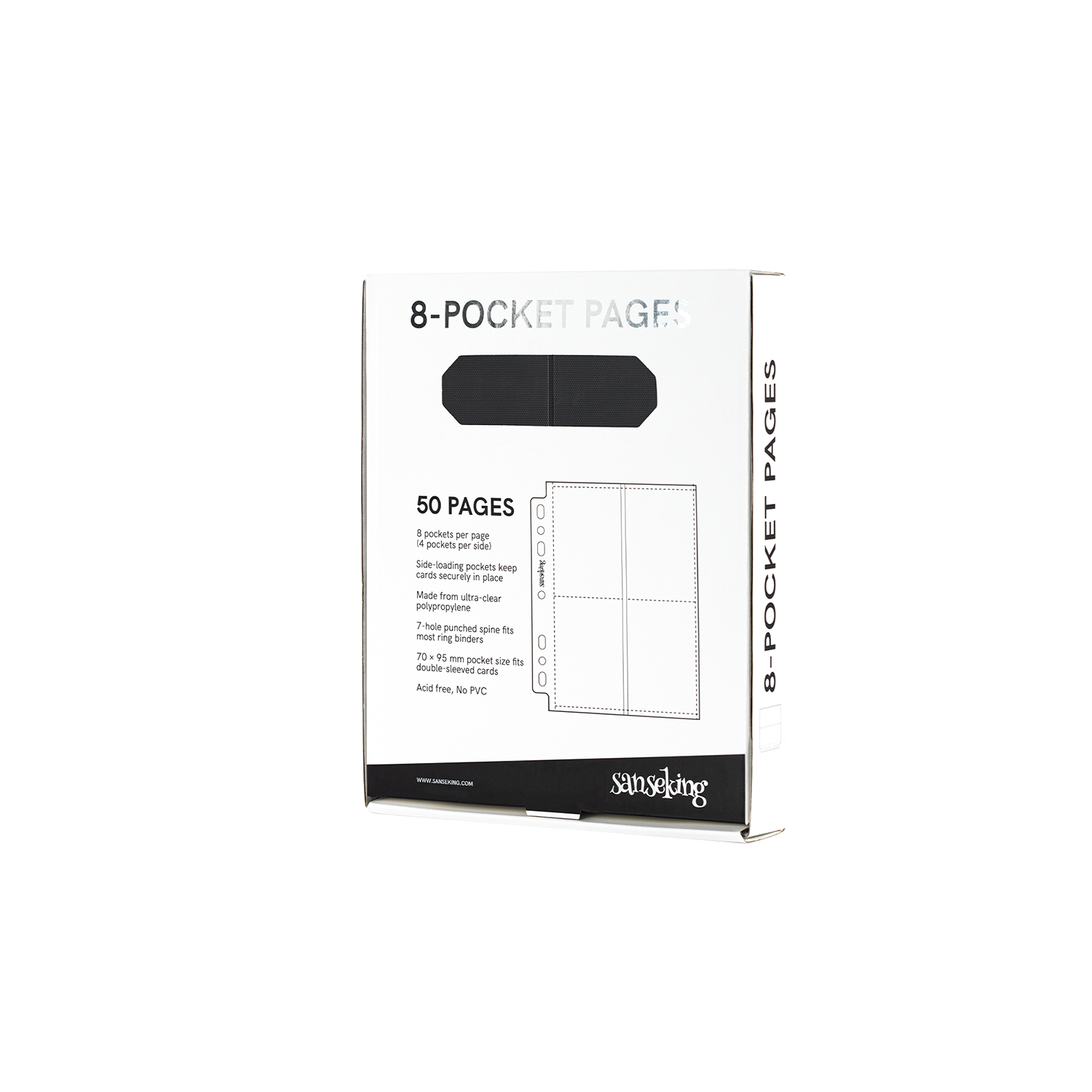 Black Sanseking 8-pocket side-loading waffle binder page - view 2