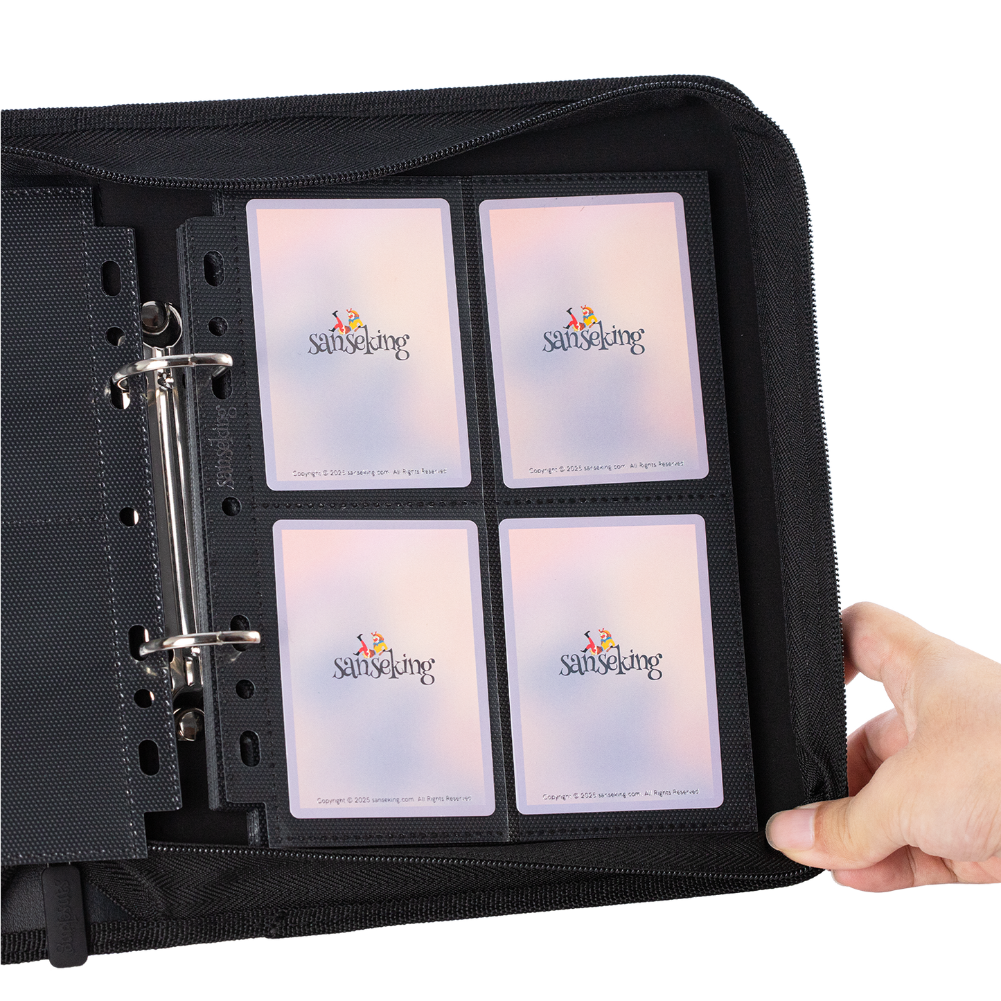 Black Sanseking 8-pocket side-loading waffle binder page - view 12