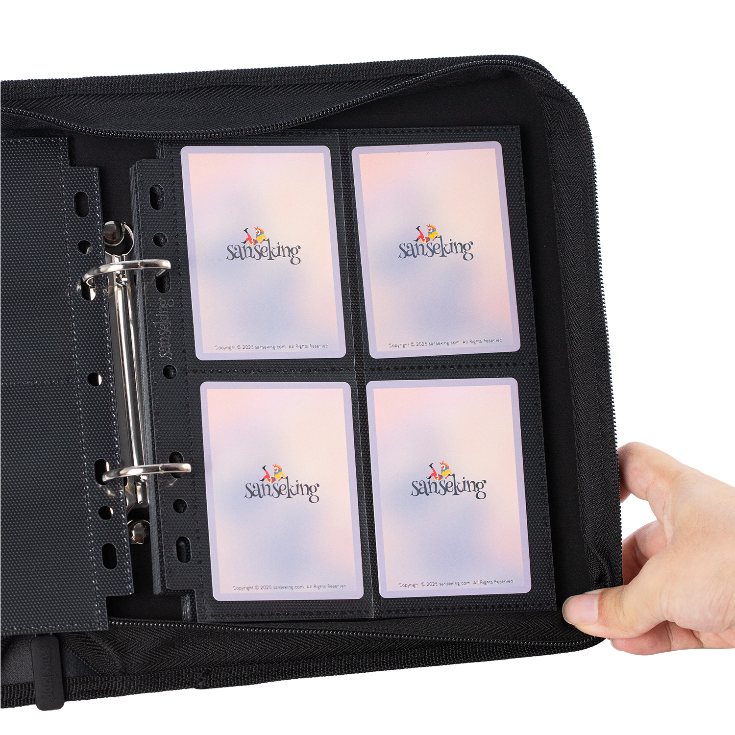 Black Sanseking 8-pocket side-loading waffle binder page - view 12