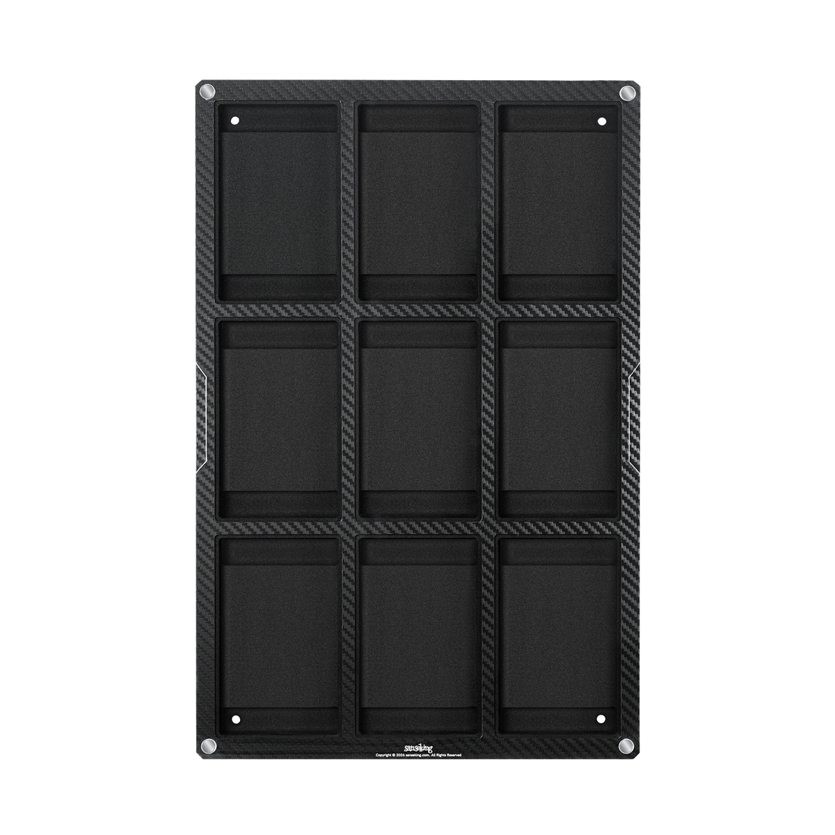 Sanseking 9-slot FangXia PSA slab protector display frame front view with cards