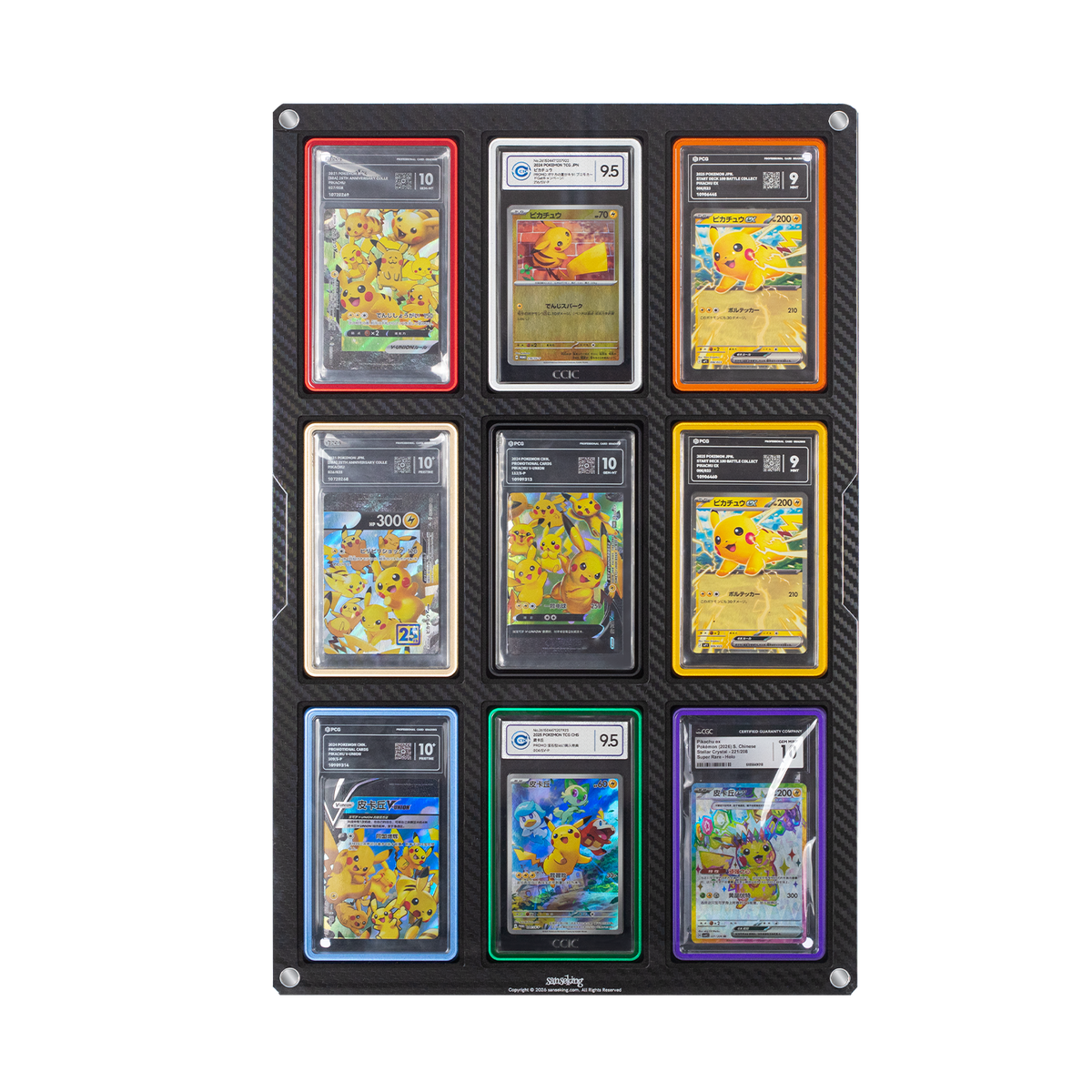 Sanseking 9-slot FangXia PSA slab protector display frame acrylic front view