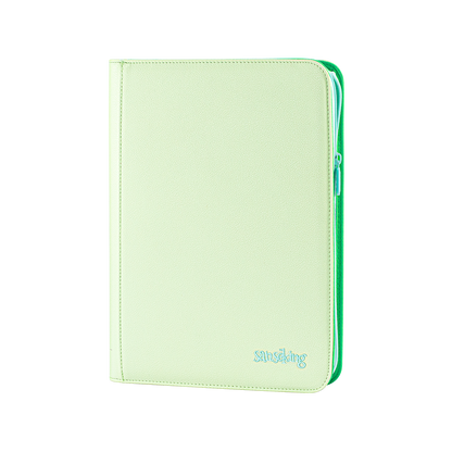 Sanseking AXIS-SK Light Green 9-pocket trading card binder angled front view