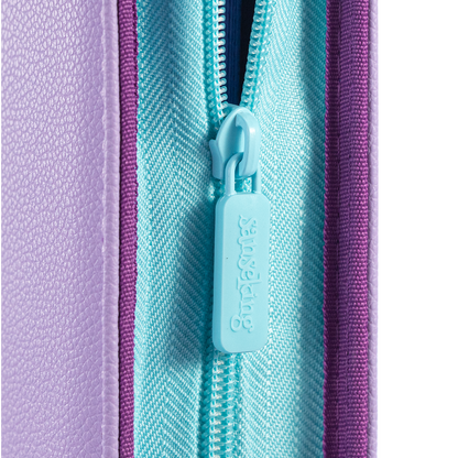 Sanseking AXIS-SK Purple 12-pocket trading card binder custom smooth zipper close-up