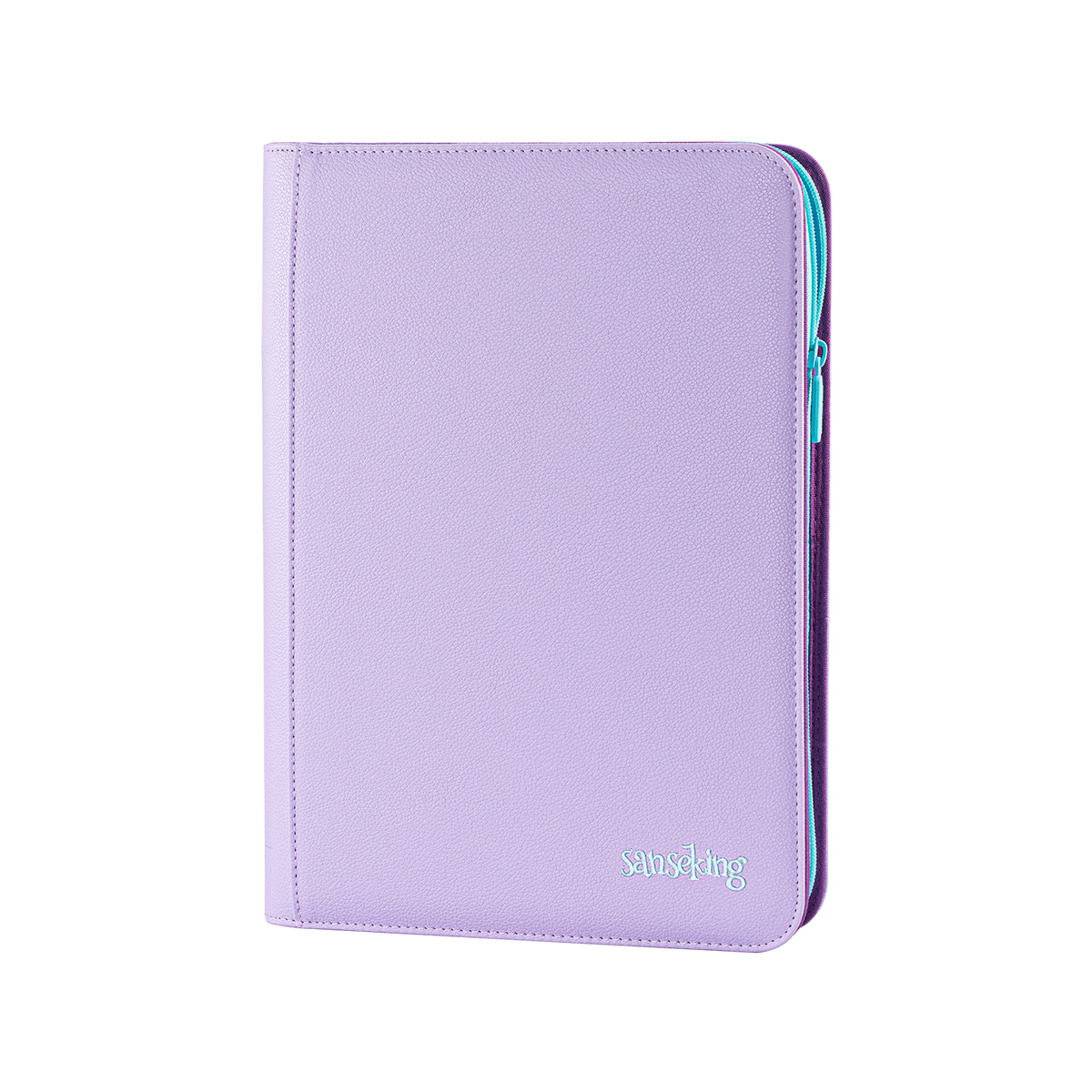 Sanseking AXIS-SK Purple 9-pocket trading card binder angled front view