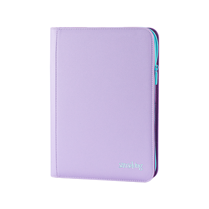 Sanseking AXIS-SK Purple 9-pocket trading card binder angled front view