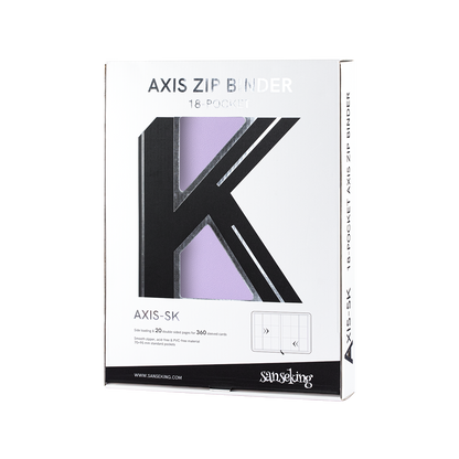 Sanseking AXIS-SK Purple 9-pocket trading card binder retail packaging box