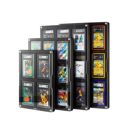Sanseking carbon-fiber-finish display frames for graded cards and magnetic holders