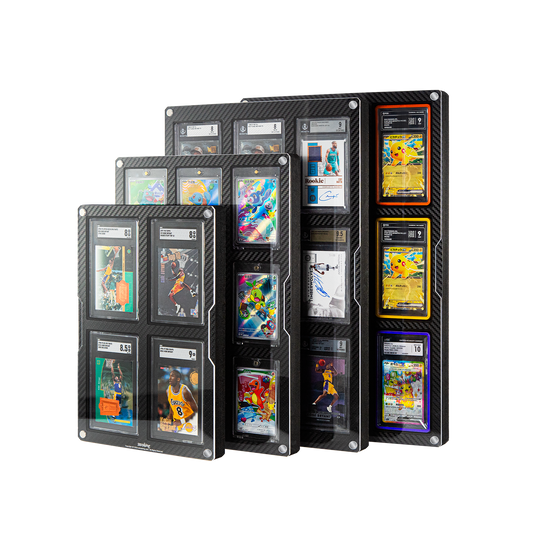 Sanseking carbon-fiber-finish display frames for graded cards and magnetic holders