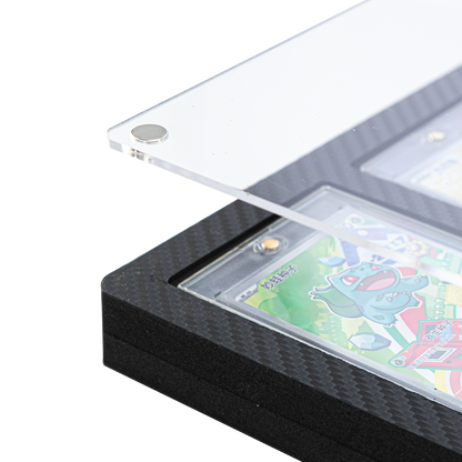Clear UV-protection acrylic panel on card display frame
