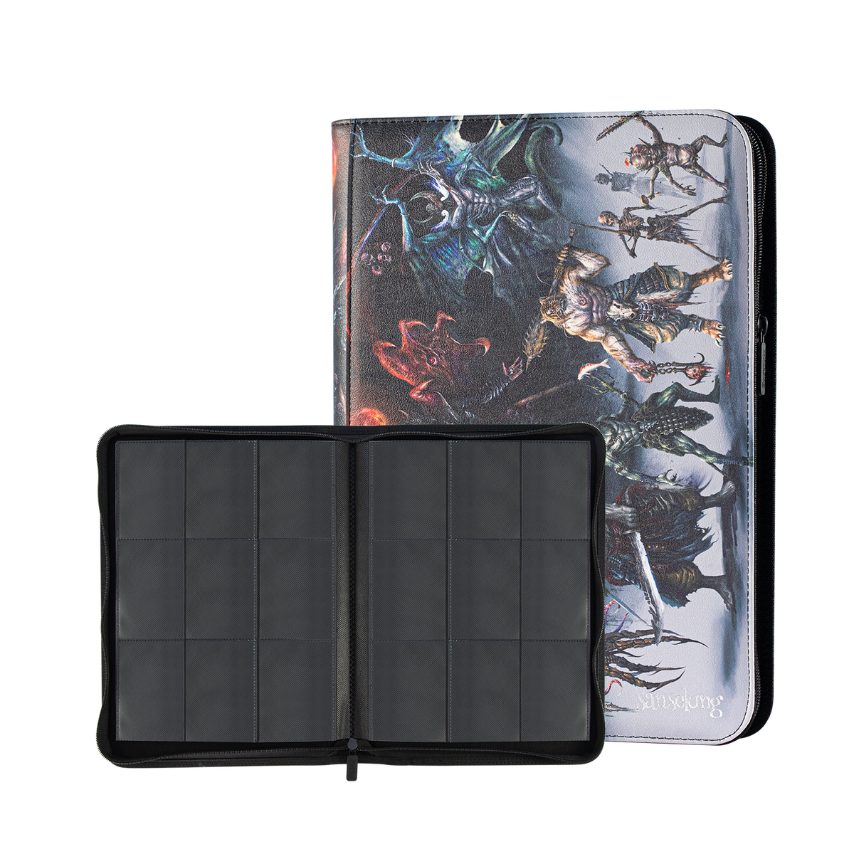 Hellbringer binder front cover shown with open card storage pages
