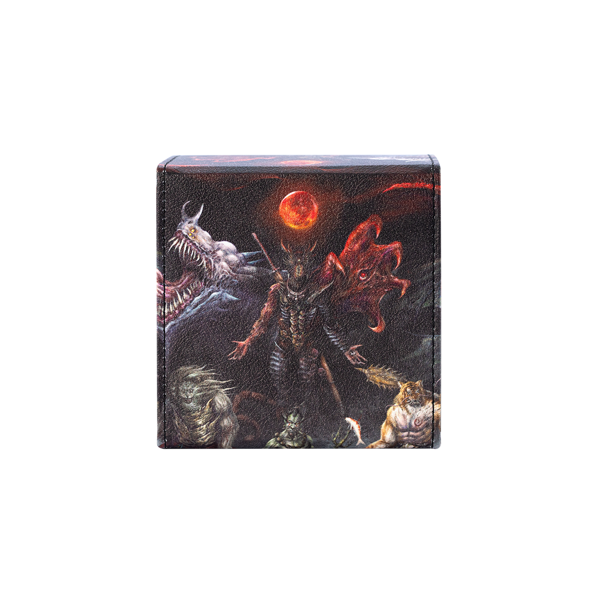 Dark fantasy artwork on the top of the Hellbringer deck box