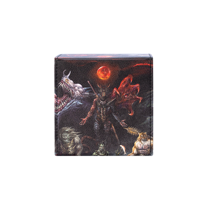 Dark fantasy artwork on the top of the Hellbringer deck box