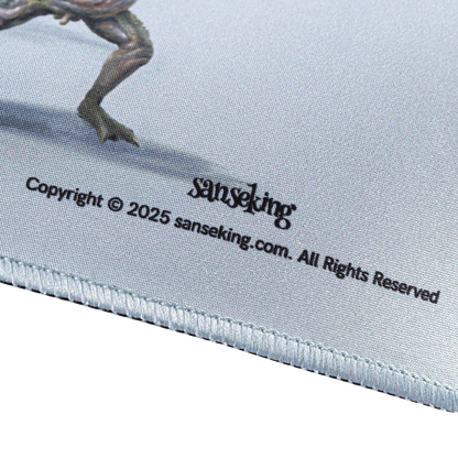 Sanseking branding and edge stitching on the Hellbringer playmat