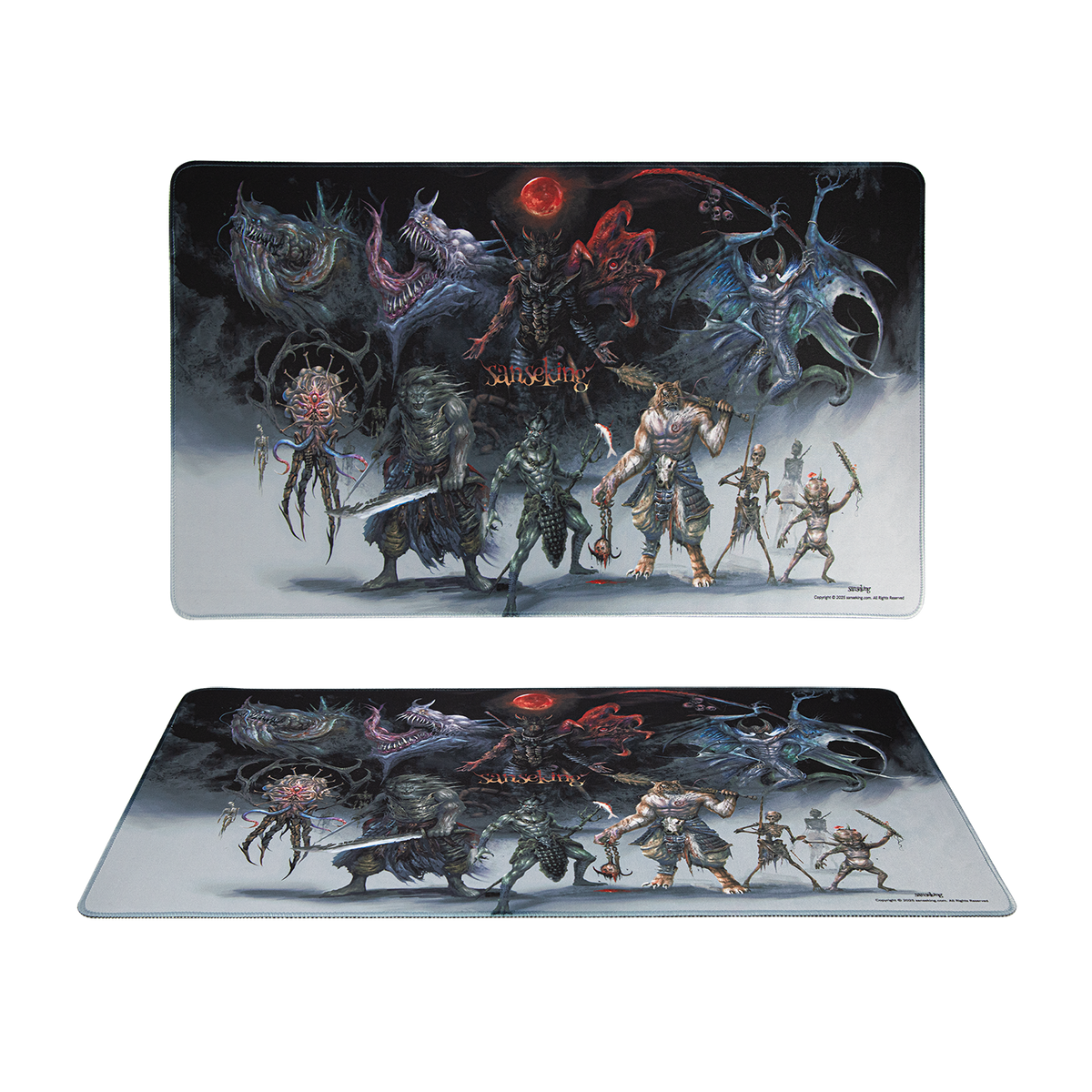 Top and angled views of the Hellbringer playmat